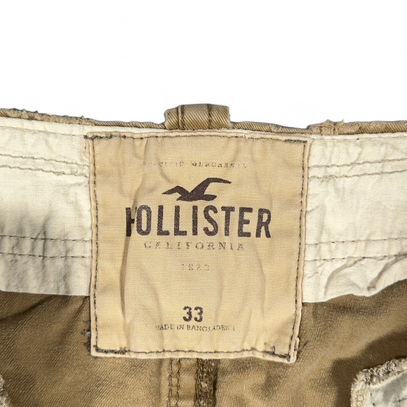 Hollister Cargo Shorts Mens 35 Brown Button Fly Utility Pockets Outdoors Y2K - Picture 9 of 13